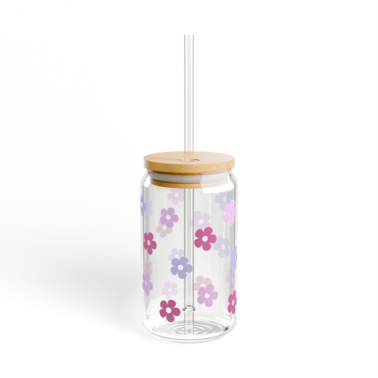 Purple flower Sipper Glass, 16oz